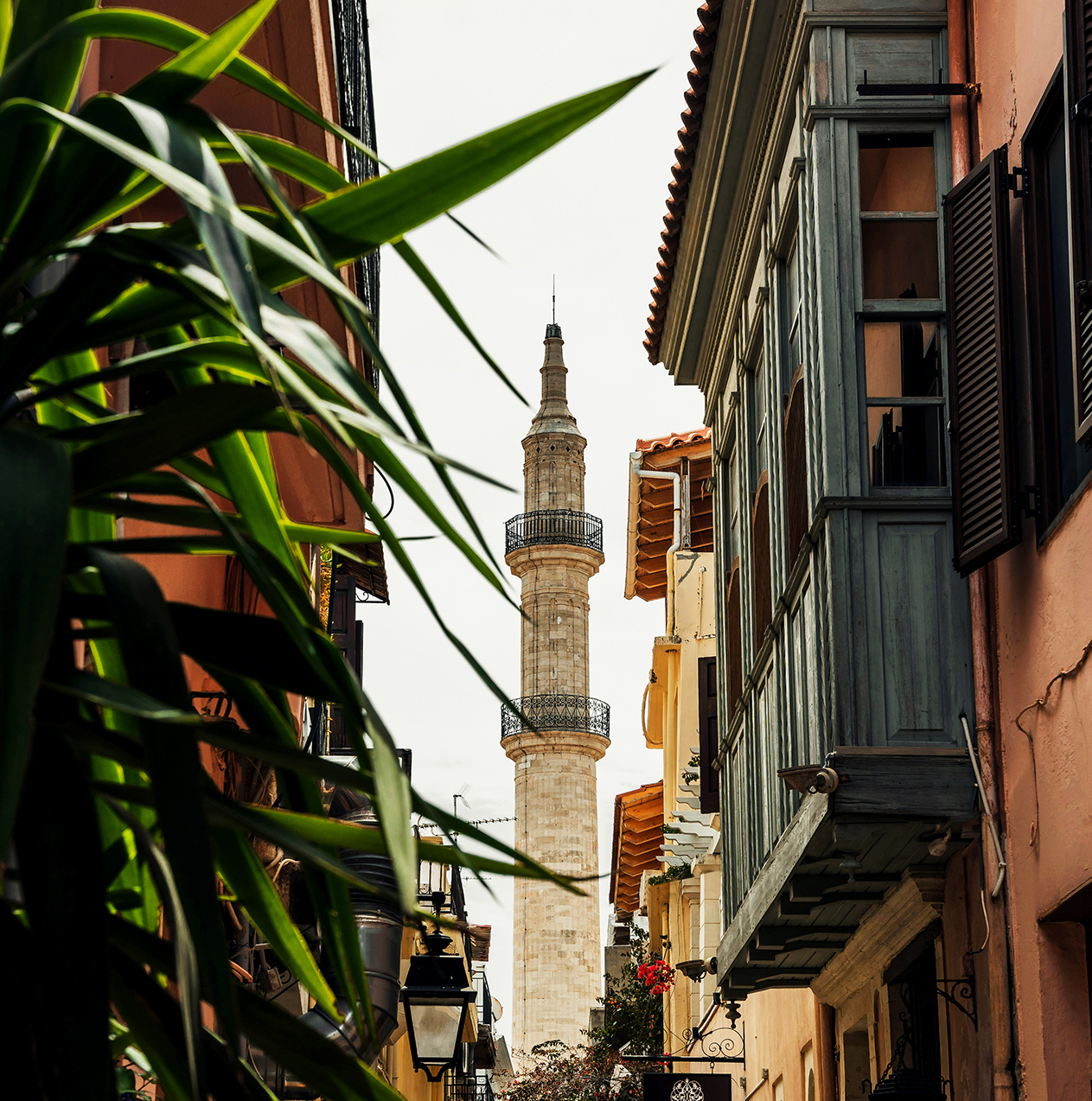 Bow-window et minaret ottoman Rethymnon Crète