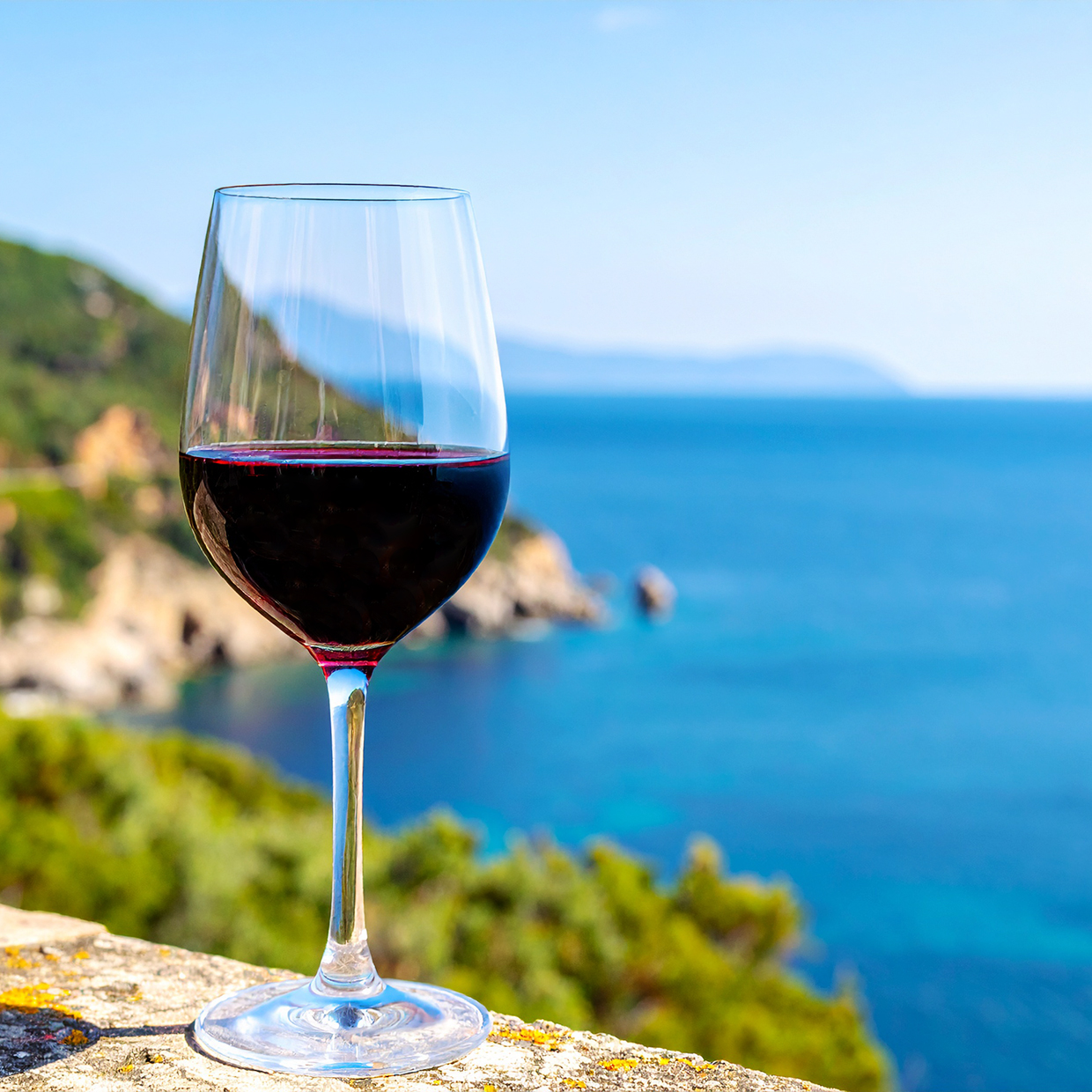 Verre de vin rouge de l'île d'Elbe